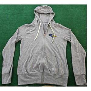 Russell Athletic Grey‎ Roadrunner Logo Zip Up Hoodie Sweatshirt Mens Medium